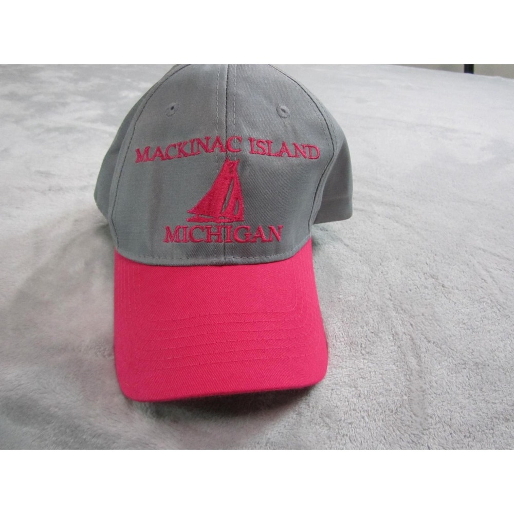 J Hats Mackinac Island Michigan Hat Cap Strap Back Gray Sailboat One Size Mens